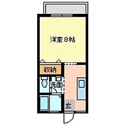 サンビレッジサノB棟 1Kの間取図画像