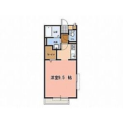アンソレイユA 1Kの間取図画像