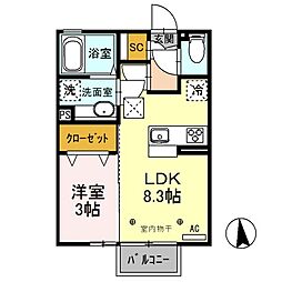 エスポワールブリエ 1LDKの間取図画像