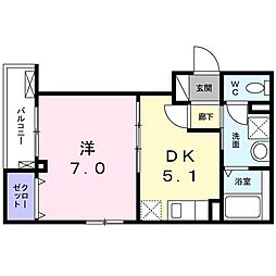 ベトゥッラビアンカ 1DKの間取図画像