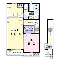 バスケット　ハウスII 2階1LDKの間取り