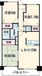 グランサーヴ新下関 2階3LDKの間取り