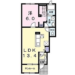 ランドマーク88　Ｂ棟 1階1LDKの間取り