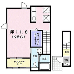 カーサズッカ ワンルームの間取図画像