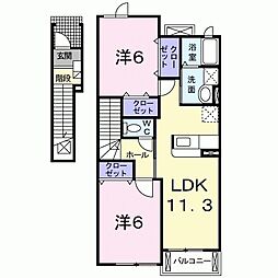 エテルノB 2LDKの間取図画像