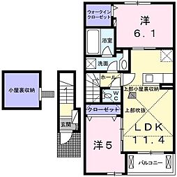 サイネリアI 2階2LDKの間取り