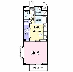 レトロ・ヴィラ1 1DKの間取図画像