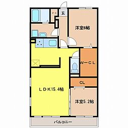 フィリアプリモ 2階2LDKの間取り