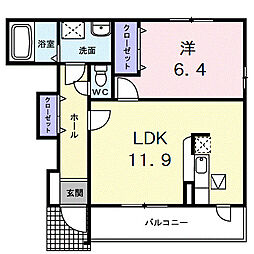 ラッフィナートＥ 1階1LDKの間取り