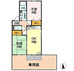 プリムローズ　A 1階2DKの間取り