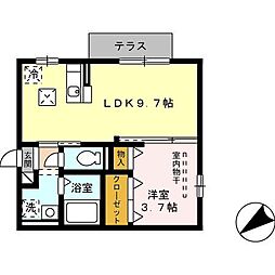 門司港レトロおおくぼの森B 1LDKの間取図画像