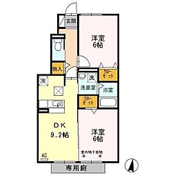 バンブーフィールド 2DKの間取図画像
