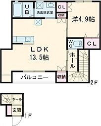 グッドライフステージ小泉 2階1LDKの間取り