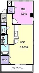 Ｍ’ｓ南ヶ丘 2階1LDKの間取り