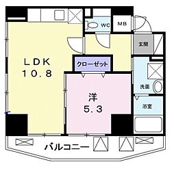 グレイスパーク 1LDKの間取図画像