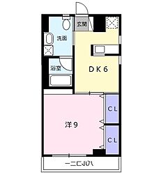 カレント2 1DKの間取図画像