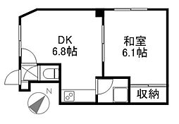 第一辻口荘 1DKの間取図画像