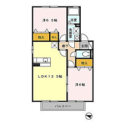 ヴェルドミール・大山 2階2LDKの間取り