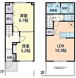 パストラルコートM 2LDKの間取図画像