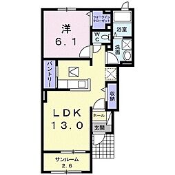 グレースリンクA 1LDKの間取図画像