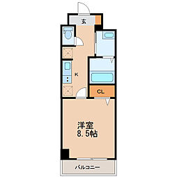 アスコット新田東 3階1Kの間取り