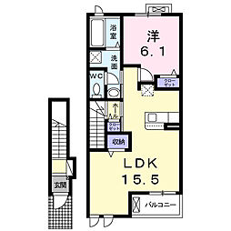 Ｆｏｒｓｃｈ　II 2階1LDKの間取り