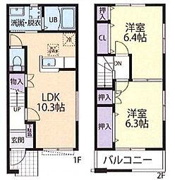 レジデンスガーデン　風 1階2LDKの間取り