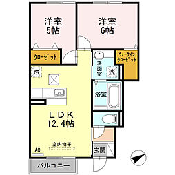 CloverHillsA 2LDKの間取図画像