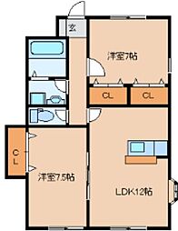ガルテンS 2LDKの間取図画像