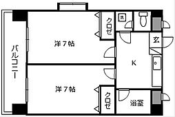 ホワイトパレス京町 2Kの間取図画像