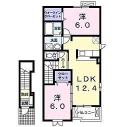 プラシード1 2LDKの間取図画像
