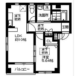 ルネス・ファットリーア 1LDKの間取図画像