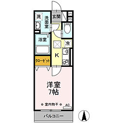セジュール2 1Kの間取図画像