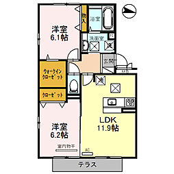 JR東海道・山陽本線 石山駅 徒歩25分の賃貸アパート 1階2LDKの間取り