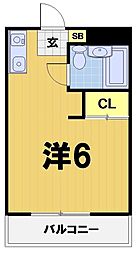 パリス嵐山 2階ワンルームの間取り