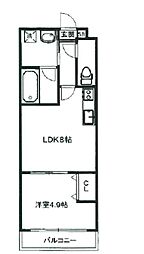 サクシード丹波橋 1DKの間取図画像