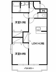 サン・ルーチェ 2階2LDKの間取り