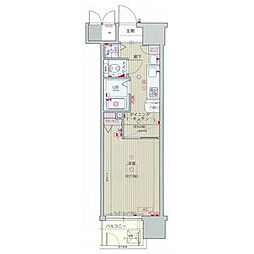 エステムコート京都河原町プレジール 1DKの間取図画像