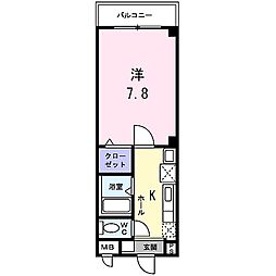 ジェルメ行伊 1Kの間取図画像