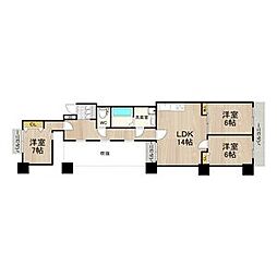 せんぼん有彩館 602 6階3LDKの間取り