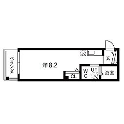 ブリエ京都 2階ワンルームの間取り