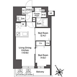 BluRock後楽園 2LDKの間取図画像