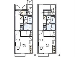 レオパレス桜川 2階1Kの間取り