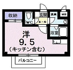 エイヒル ワンルームの間取図画像