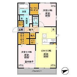 クレモール朝日 2LDKの間取図画像