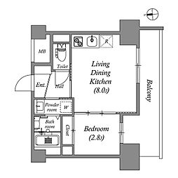 アドバンス江坂ラシュレ 1LDKの間取図画像