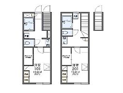 レオパレスブルースカイ 1階1Kの間取り