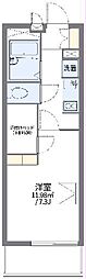 レオパレス苺 3階1Kの間取り