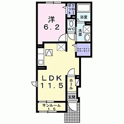 アルバヴィラ 1階1LDKの間取り