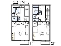 JR東海道本線 豊橋駅 3.1kmの賃貸アパート 1階1Kの間取り